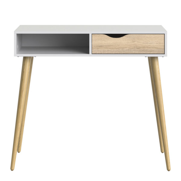 Oslo 1 Drawer 1 Shelf Console Table | White and Oak | Self Assembly