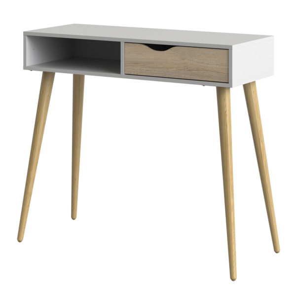 Oslo 1 Drawer 1 Shelf Console Table | White and Oak | Self Assembly