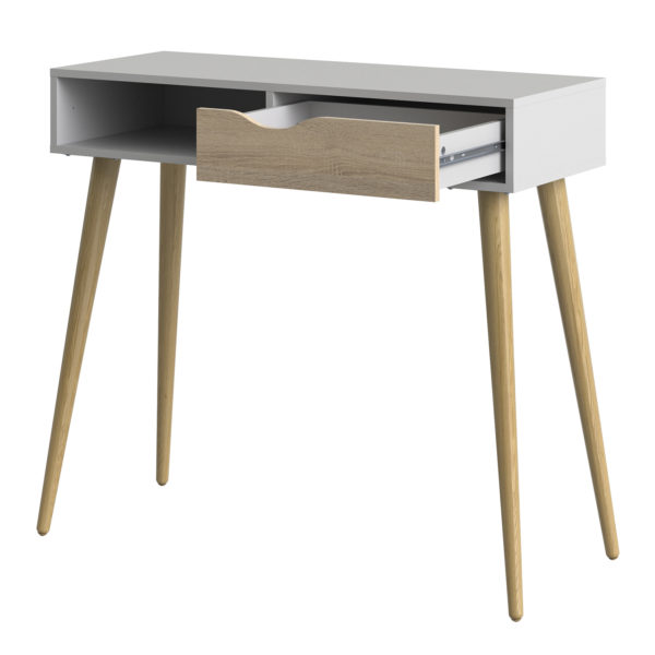 Oslo 1 Drawer 1 Shelf Console Table | White and Oak | Self Assembly