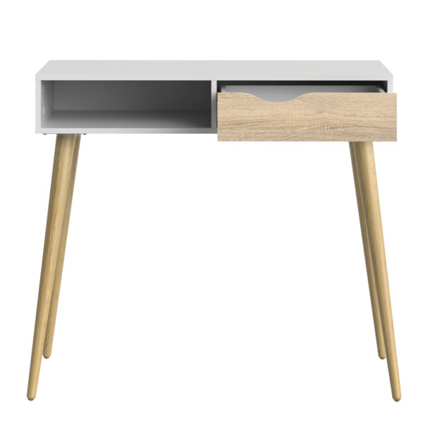Oslo 1 Drawer 1 Shelf Console Table | White and Oak | Self Assembly