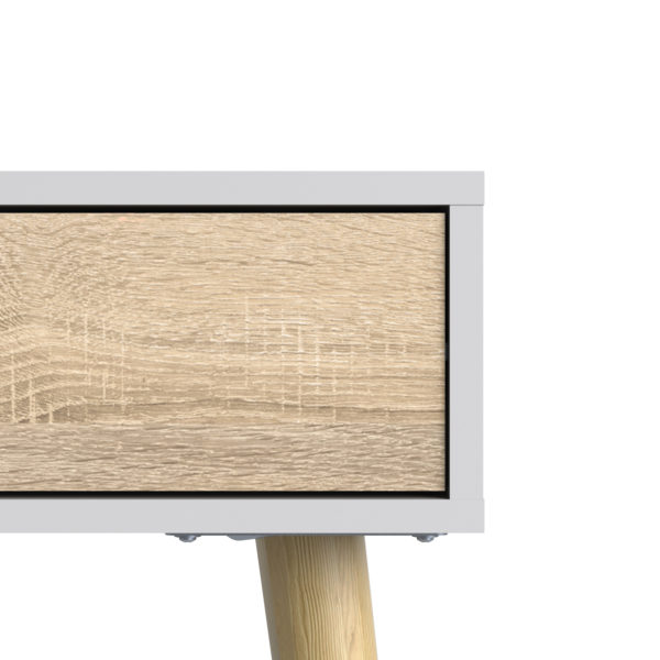 Oslo 1 Drawer 1 Shelf Console Table | White and Oak | Self Assembly