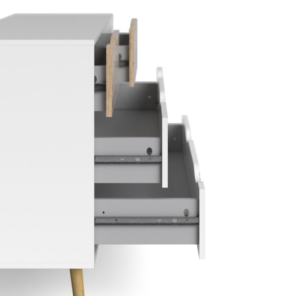 Oslo Chest of 4 Drawers (2+2) | White and Oak | Self Assembly