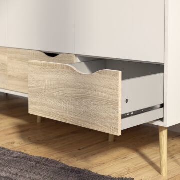 Oslo 3 Door 3 Drawer Wardrobe | White and Oak