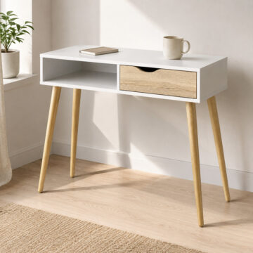 Oslo 1 Drawer 1 Shelf Console Table | White and Oak