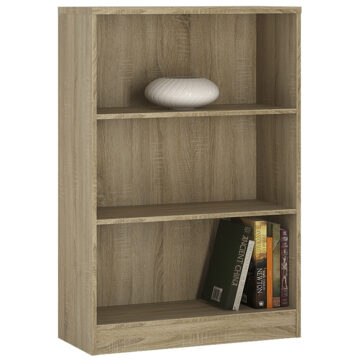 Essentials Medium Wide Bookcase | Sonama Oak |Self Assembly