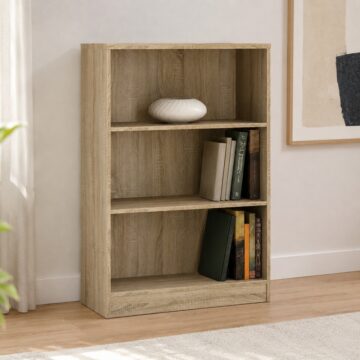 Essentials Medium Wide Bookcase | Sonama Oak |Self Assembly