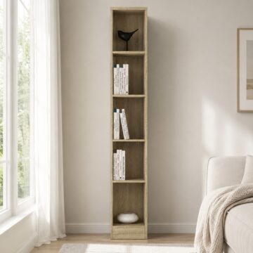 Essentials Tall Narrow Bookcase | Sonama Oak