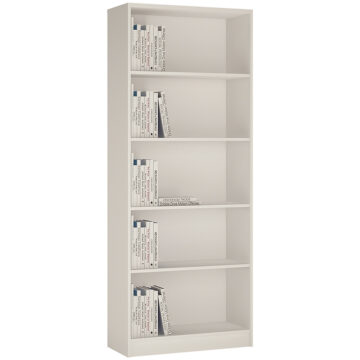 Essentials Pearl White Tall Wide Bookcase