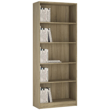 Essentials Tall Wide Bookcase | Sonama Oak