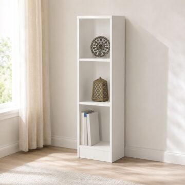 Essentials Medium Narrow Painted Bookcase | Pearl White
