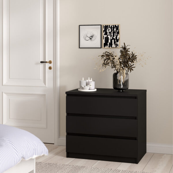 Moderno Chest of 3 Drawers | Black Matte | Self Assembly