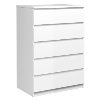 Moderno White Gloss 5 Drawer Chest