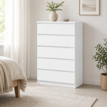 Moderno Chest of 5 Drawers | White High Gloss