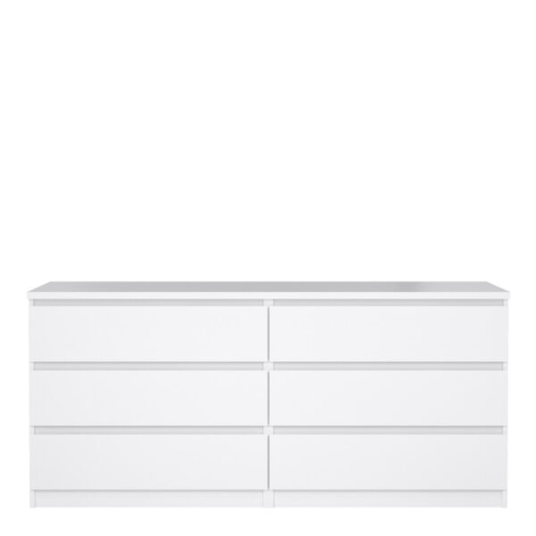 Moderno Wide Chest of 6 Drawers (3+3) | White High Gloss | Self Assembly