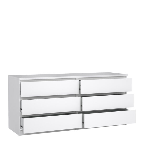 Moderno Wide Chest of 6 Drawers (3+3) | White High Gloss | Self Assembly