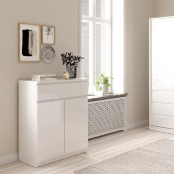 Moderno White High Gloss 2 Door 1 Drawer Sideboard