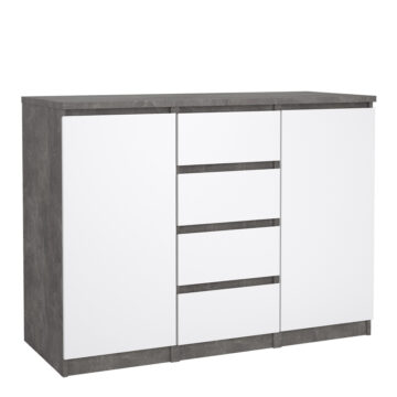 Moderno Sideboard – 4 Drawers 2 Doors | Concrete and White High Gloss