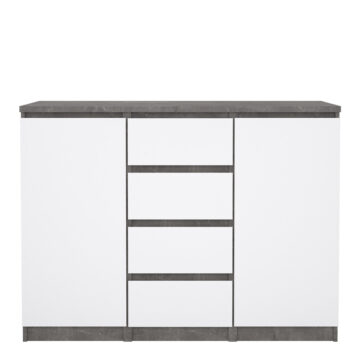 Moderno Sideboard - 4 Drawers 2 Doors | Concrete and White High