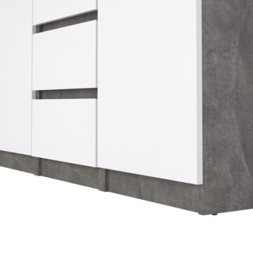 Moderno Sideboard – 4 Drawers 2 Doors | Concrete and White High Gloss