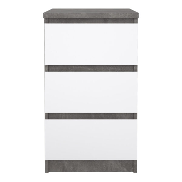 Moderno Bedside - 3 Drawers | Concrete and White High Gloss | Self Assembly