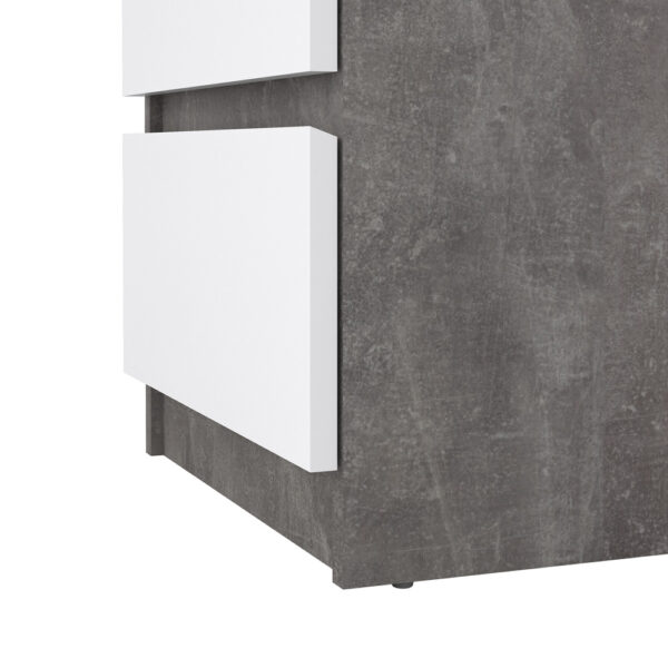 Moderno Bedside - 3 Drawers | Concrete and White High Gloss | Self Assembly
