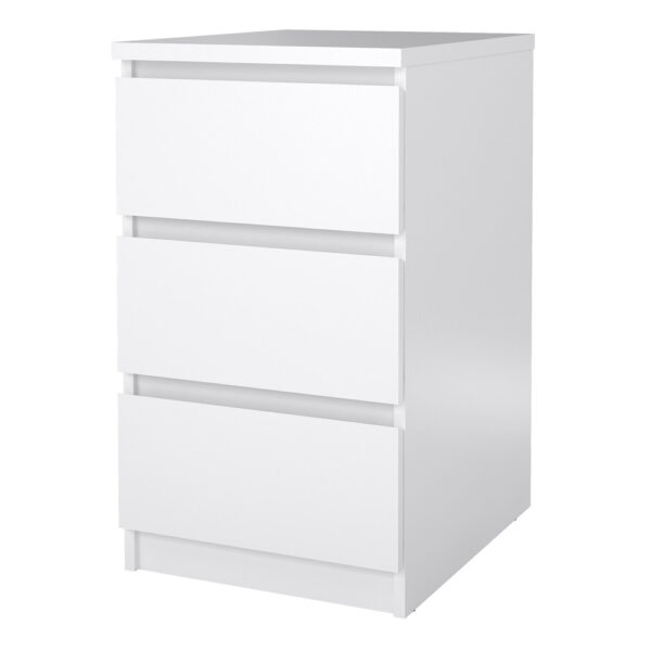 Moderno Bedside - 3 Drawers | White High Gloss | Self Assembly