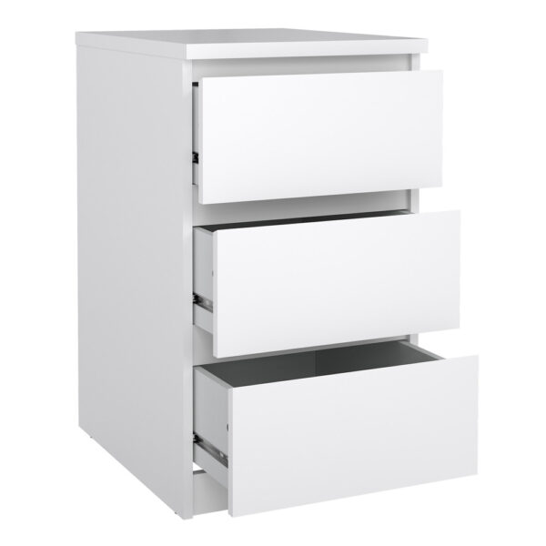 Moderno Bedside - 3 Drawers | White High Gloss | Self Assembly