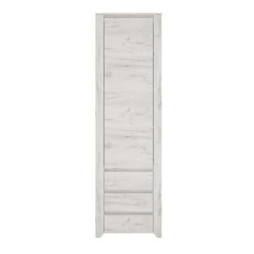 Fiji White Oak Tall Narrow One Door 3 Drawer Narrow Cupboard