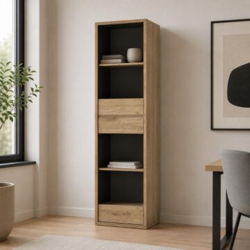 Alnwick Tall Narrow 3 Drawer Pine Bookcase