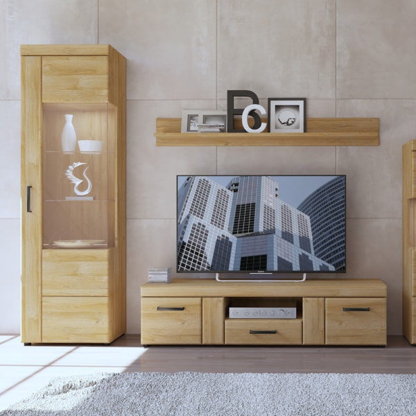 Newquay Tall Glazed Display Cabinet | Right Hand | Self Assembly
