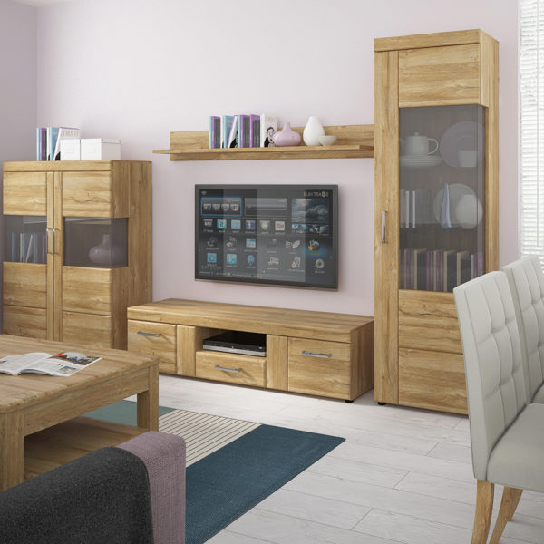 Newquay Tall Glazed Display Cabinet | Right Hand | Self Assembly