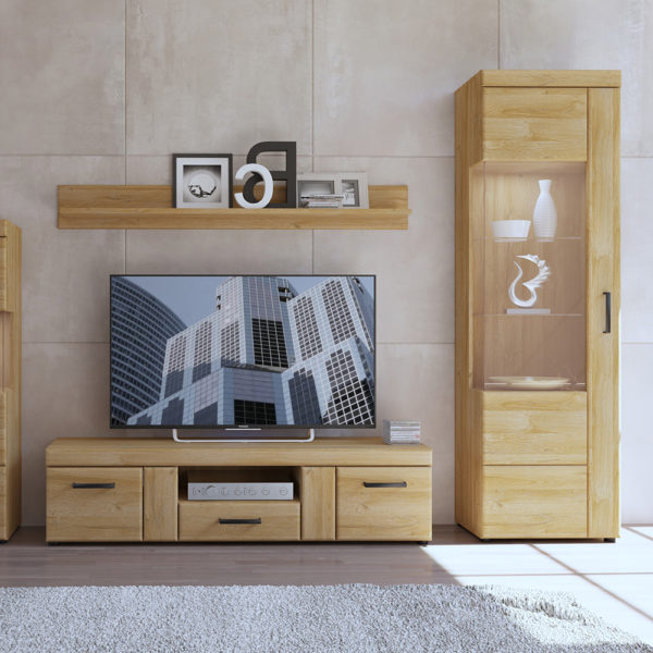 Newquay Tall Glazed Display Cabinet  | Left Hand | Self Assembly
