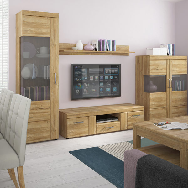Newquay Tall Glazed Display Cabinet  | Left Hand | Self Assembly