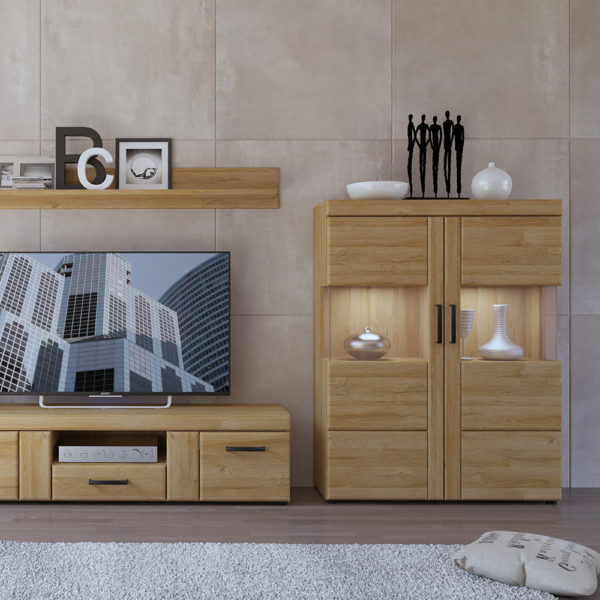 Newquay Low Wide 2 Door Display Cabinet | Self Assembly
