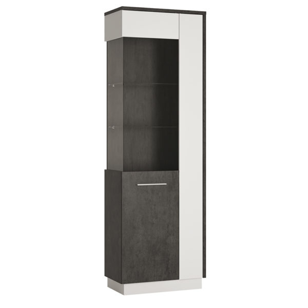 Colorado Tall Glazed Display Cabinet | Left Hand | Black | Self Assembly