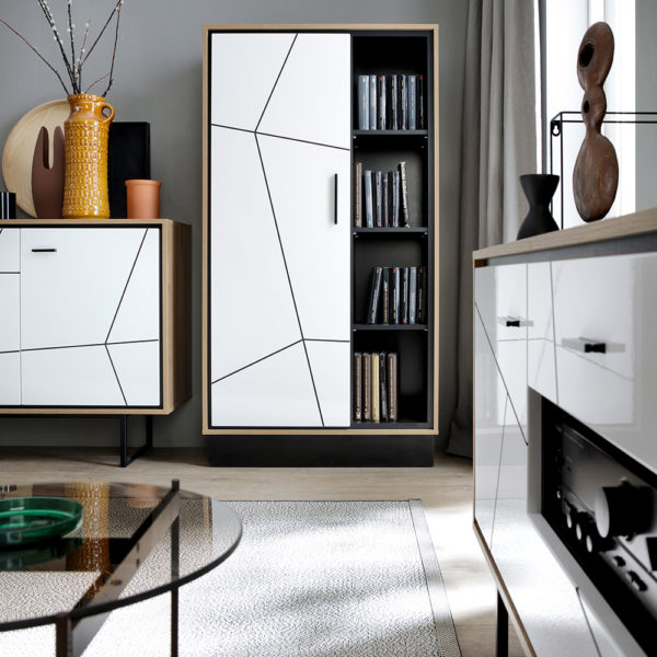 Kodiak Wide 1 Door White Bookcase | Self Assembly