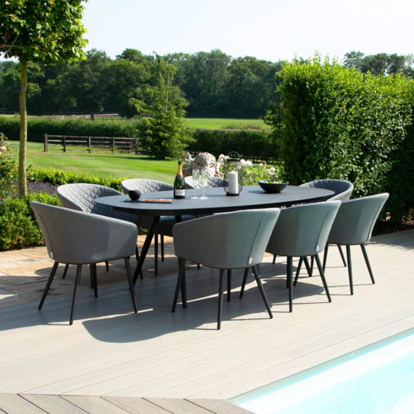 Maze Ambition Outdoor Fabric 8 Seat Oval Dining Set | Flanelle
