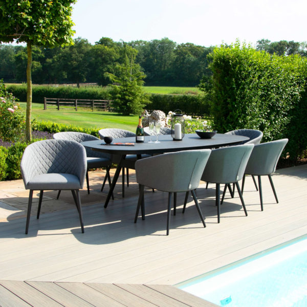 Maze Ambition Outdoor Fabric 8 Seat Oval Dining Set | Flanelle