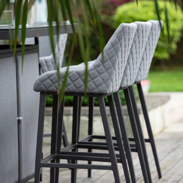 Maze Regal 8 Seat Rectangular Fire Pit Bar Set | Flanelle Outdoor Fabric Grey