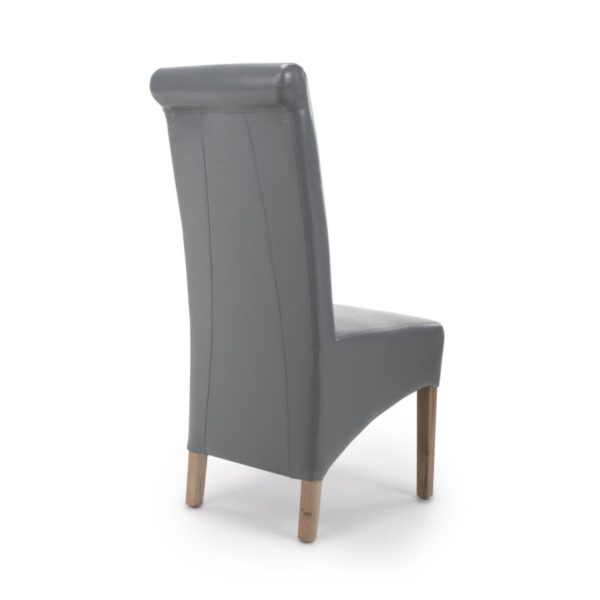 Krista Roll Back Bonded Leather Grey Dining Chair