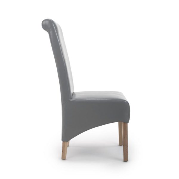 Krista Roll Back Bonded Leather Grey Dining Chair