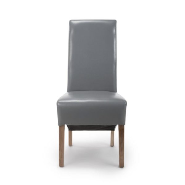 Krista Roll Back Bonded Leather Grey Dining Chair