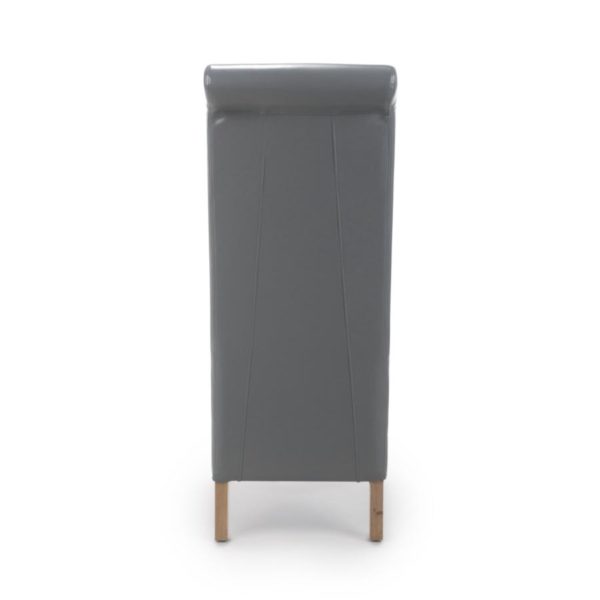 Krista Roll Back Bonded Leather Grey Dining Chair