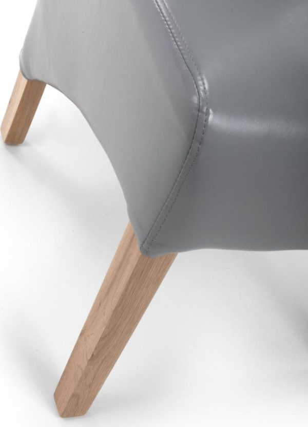 Krista Roll Back Bonded Leather Grey Dining Chair