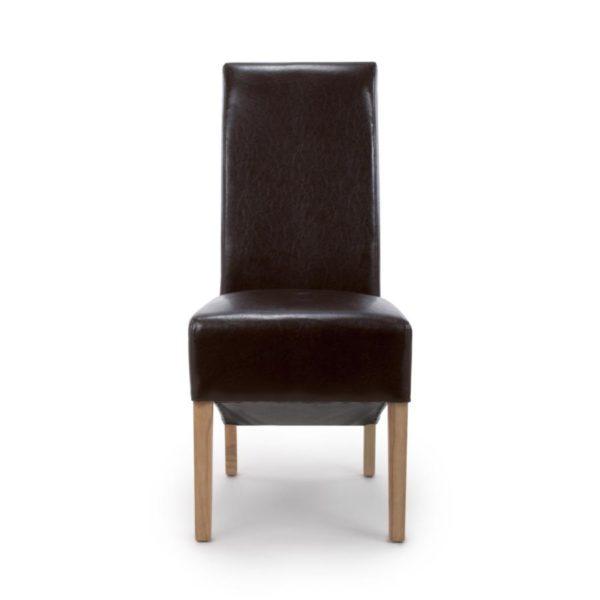 Black Krista Roll Back Bonded Leather Brown Dining Chair