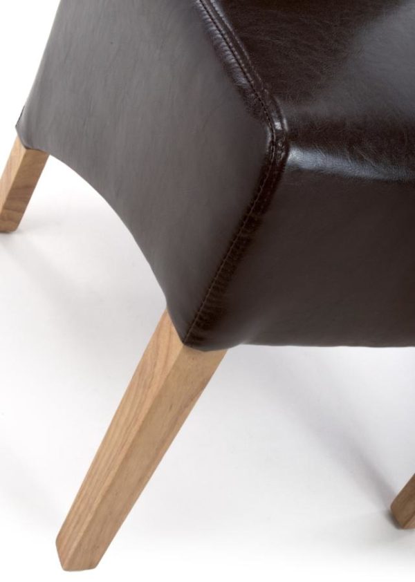 Black Krista Roll Back Bonded Leather Brown Dining Chair