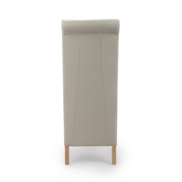 Krista Roll Back Bonded Leather Ivory Dining Chair