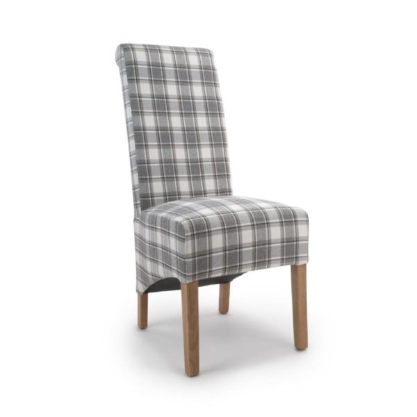 Krista Roll Back Herringbone Check Cappuccino Dining Chair Grey