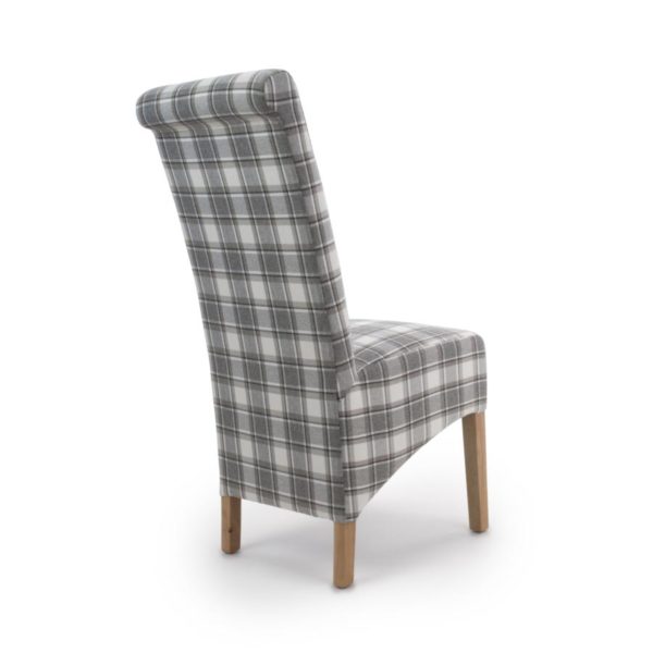 Krista Roll Back Herringbone Check Cappuccino Dining Chair Grey