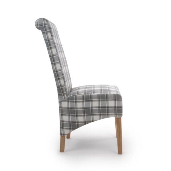 Krista Roll Back Herringbone Check Cappuccino Dining Chair Grey